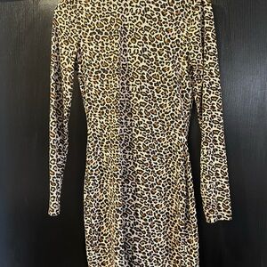 Leopard Print Long Sleeve Dress
